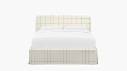 Skirted Platform Bed, Coal Windowpane, King