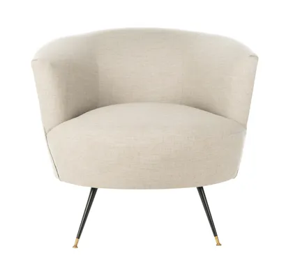 Arlette Velvet Retro Mid Century Accent Chair - Light Grey - Safavieh