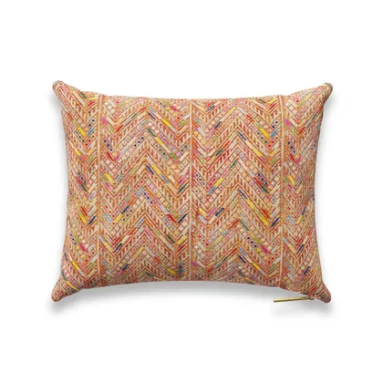 Salmon Herringbone Huipil Pillow by St. Frank | Orange | 16" W x 12" H | Linen