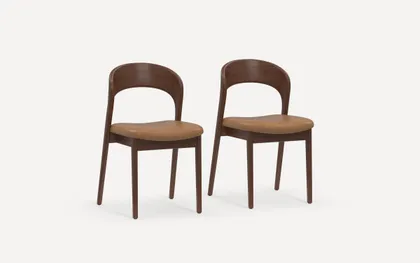 Sonnet Dining Chairs (Set of 2) - Camel Leather/Walnut