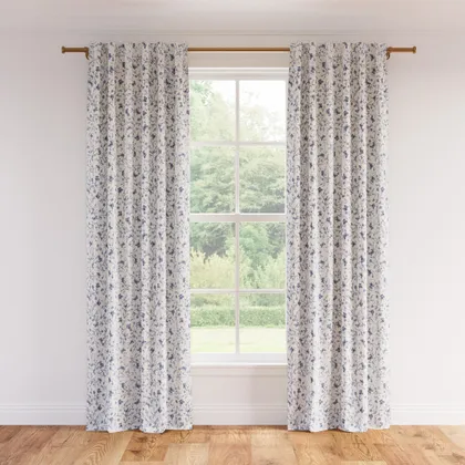 Printed Linen Curtain, Delft Mariposa, 50" x 96", Privacy