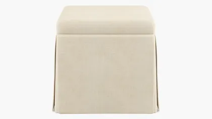 Skirted Storage Ottoman, Talc Everyday Linen