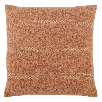 Trenton Striped Terracotta/ Beige Pillow Cover (20" Square)