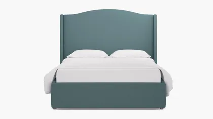 Curved Wingback Bed, Seaglass Everyday Linen, King