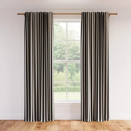 Printed Linen Curtain, Ink Cabana Stripe, 50" x 84", Privacy