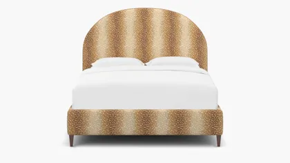Demilune Bed, Faline, Walnut Square Tapered Leg, Queen