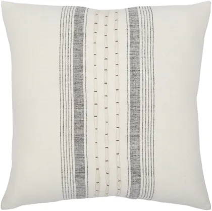 Linen Stripe Embellished LSP-001 18"L x 18"W Polyester Filled Pillow