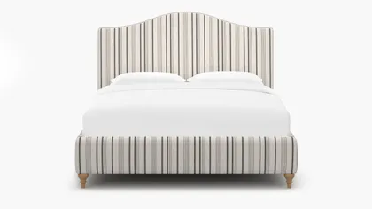 Camelback Bed, Black Market Stripe, Natural Traditional Turned Leg, King