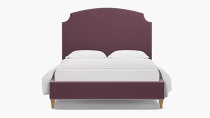 Cove Bed, Lavender Performance Plush Velvet, Natural Decorative Tapered Leg, King