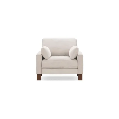 Union Armchair - Ivory - Performance Chenille / Walnut - Wood / Square Leg