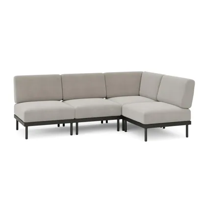 Relay Outdoor 4-Piece Armless Sectional - Shale - All Weather Fabric