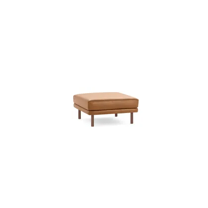 Field Leather Ottoman - Camel - Top Grain Leather / Walnut - Wood