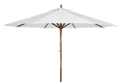 Cannes 9Ft Wooden Outdoor Umbrella - White - Safavieh