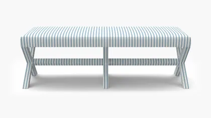Double X Bench, Cornflower Classic Ticking Stripe