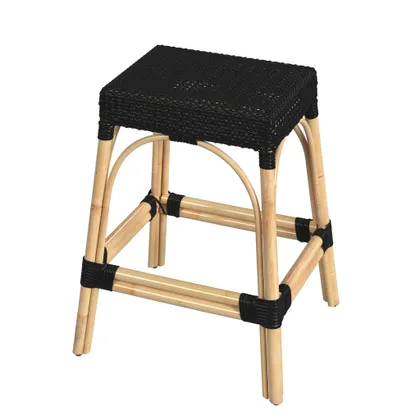 Robias Black/ Natural Rattan Frame Counter Stool