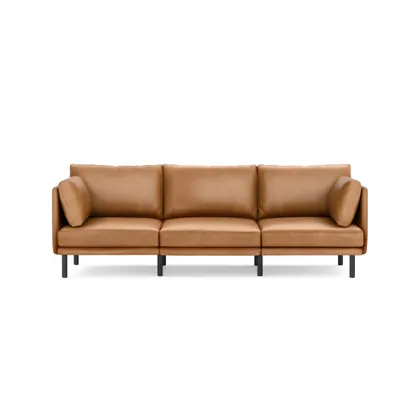Field Leather 3-Piece Sofa - Camel - Top Grain Leather / Black - Metal