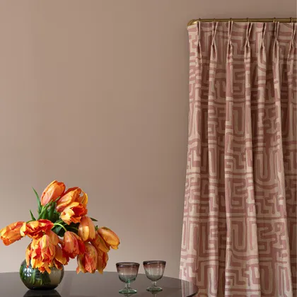 Terracotta Classic Kuba Cloth French Pleat Curtain by St. Frank | Pink | 96" Panel | Cotton