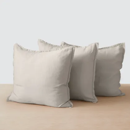 The Citizenry Stonewashed Linen Euro Shams Set of 3 | Solid Sand