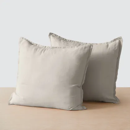 The Citizenry Stonewashed Linen Euro Shams | Solid Sand