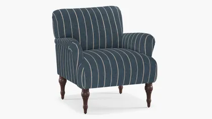 Traditional Accent Chair, Indigo Fritz