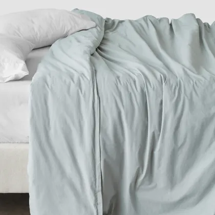 The Citizenry Stonewashed Organic Cotton Percale Duvet Cover | King/Cal King | Duvet Only | Seaglass