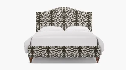 Camelback Bed, Zebra, Walnut Traditional Turned Leg, King