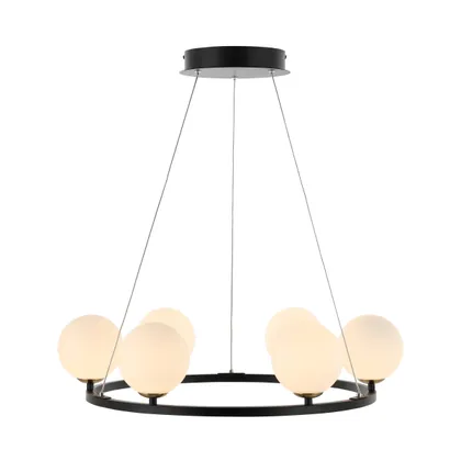 Pomona 6Lt 24.5" Chandelier - Black/White - Safavieh