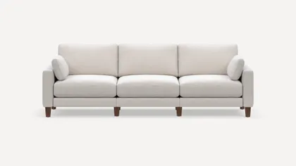Union 3-Seat Sofa - Ivory - Performance Chenille / Walnut - Wood / Round Leg