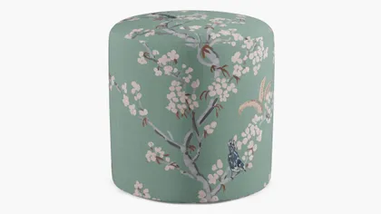 Drum Ottoman, Mint Cherry Blossom