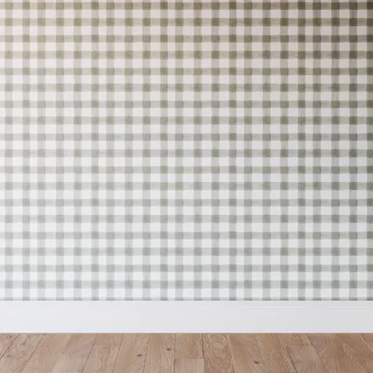 Peel and Stick Wallpaper Roll, Greige Painted Check