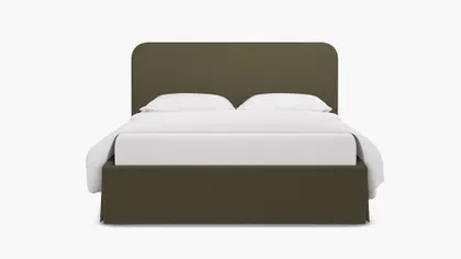 Skirted Platform Bed, Olive Everyday Linen, Twin