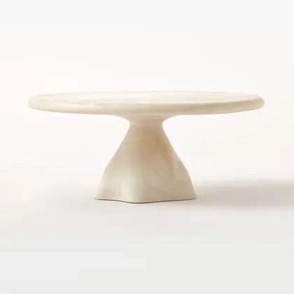 Espira 35" Round Cream Marbled Resin Coffee Table