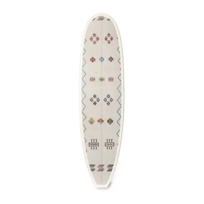 Ecru Cactus Silk Surfboard by St. Frank | White | Funboard 84" H