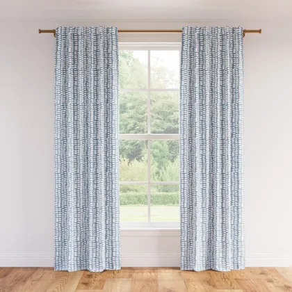 Printed Linen Curtain, Dusty Blue Odalisque, 50" x 96", Privacy