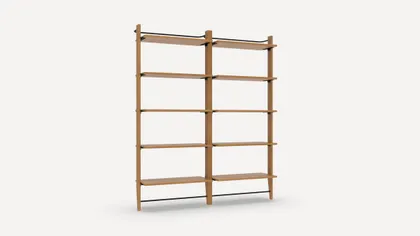 Title Double Fully Open Bookshelf - Oak - Wood