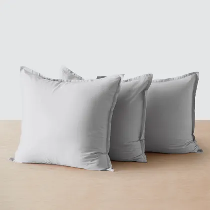 The Citizenry Organic Resort Cotton Euro Shams Set of 3 | Solid Light Grey