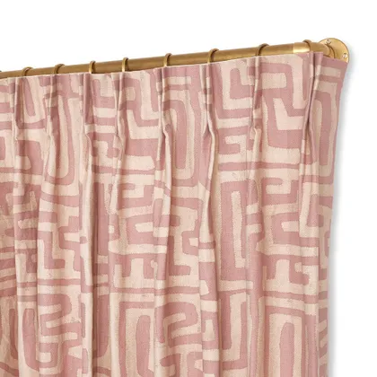 Terracotta Classic Kuba Cloth French Pleat Curtain by St. Frank | Pink | 108" Panel | Cotton