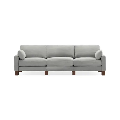 Union 3-Seat Sofa - Crushed Gravel - Performance Chenille / Walnut - Wood / Square Leg
