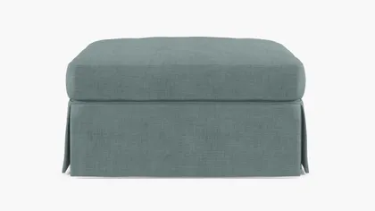 Skirted Cocktail Ottoman, Cloud Luxe Linen