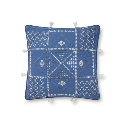 Loloi Pillows Blue / Ivory 18" x 18" Cover w/Poly