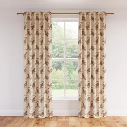 Printed Linen Curtain, Canvas Tigresse, 50" x 96", Privacy