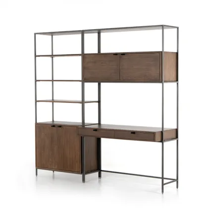 Trey Modular Wall-Bookcase-Desk-Auburn