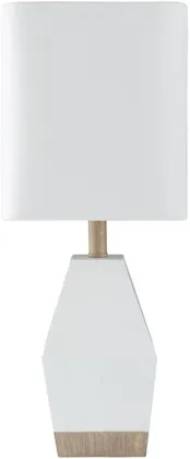 Pimm White Hand Painted,Wood Finish 17"H x 7"W x 7"D Accent Table Lamp