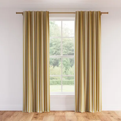 Printed Linen Curtain, Citrine Cabana Stripe, 50" x 96", Privacy