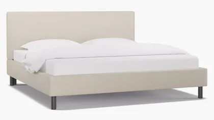 Tailored Platform Bed, Snow Boucle, King