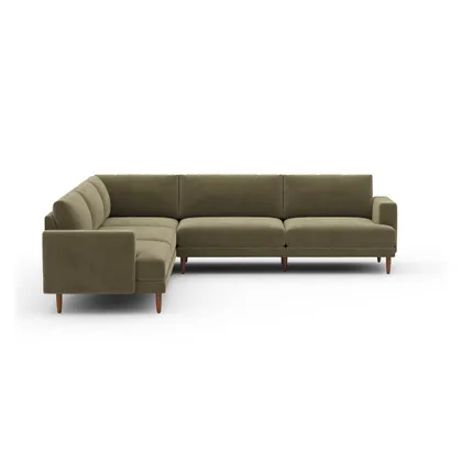 Ember Sectional - 108" / Sage - Performance Chenille / Walnut - Wood
