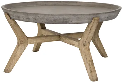 Wynn Indoor/Outdoor Modern Concrete Round 18.1-Inch H Coffee Table - Dark Grey - Safavieh