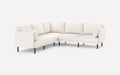 Field 5-Piece Sectional - Ivory - Performance Boucle / Black - Metal