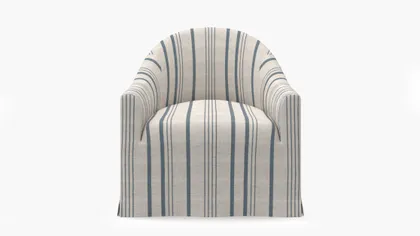 Slipcover Swivel Chair, Blue Market Stripe