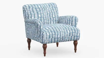 Traditional Accent Chair, Dusty Blue Odalisque